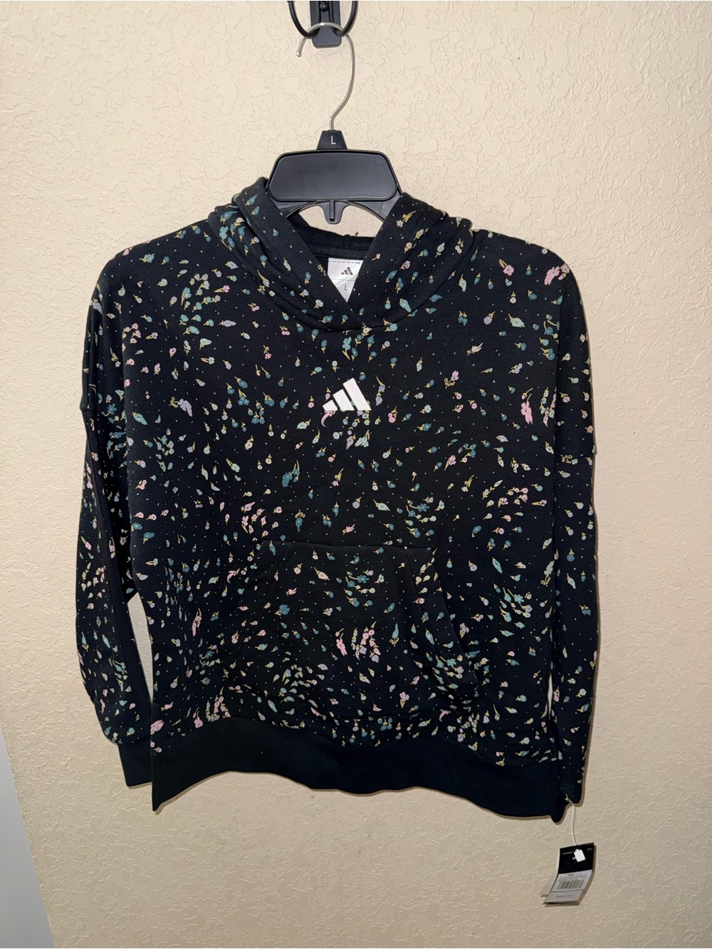Girl’s Adidas Black Multicolor Pullover Floral Hoodie